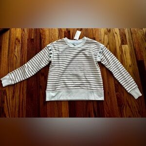 Evereve Cream and Brown Striped Women's Sweatshirt
